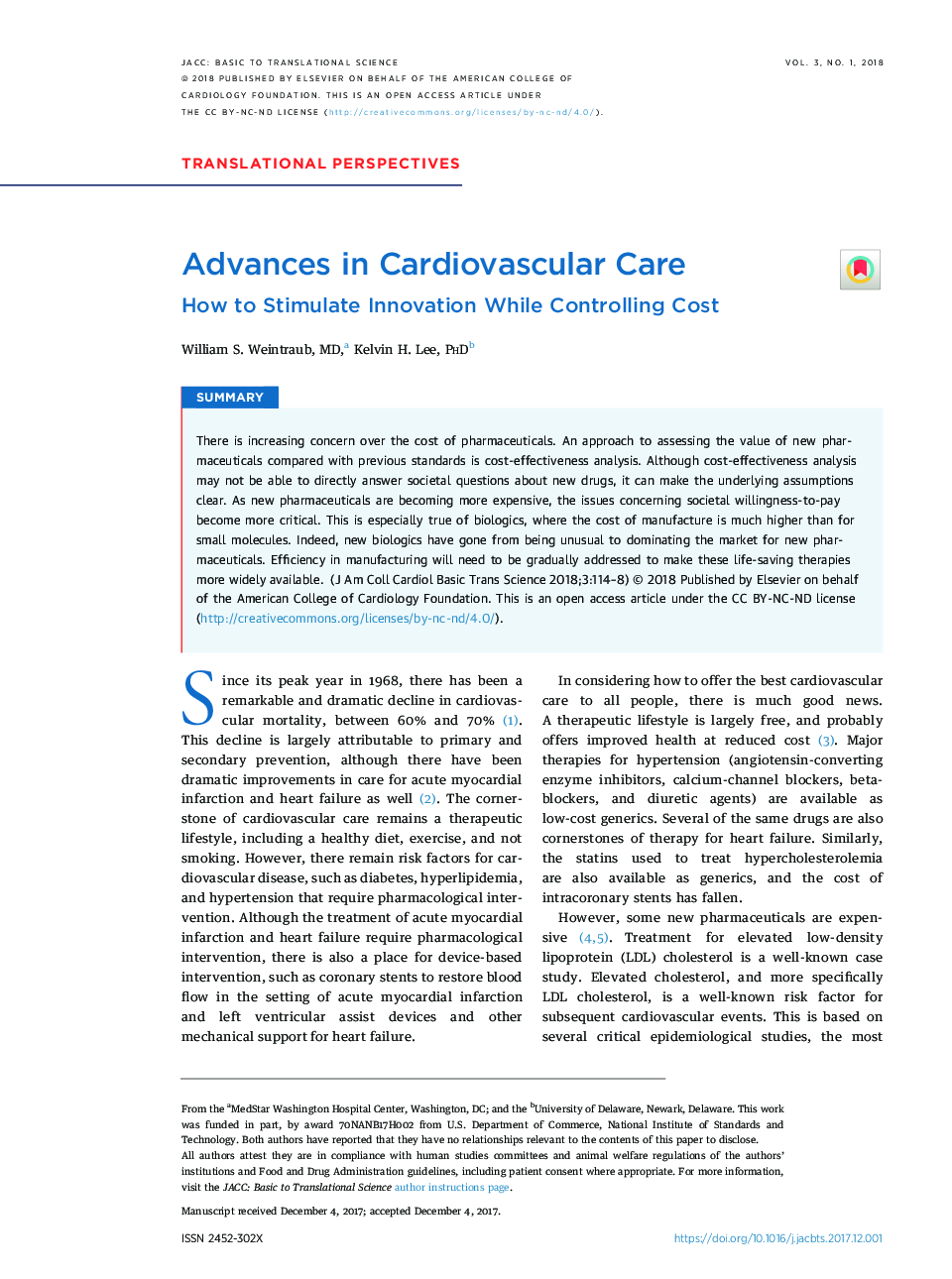 Advances in Cardiovascular Care