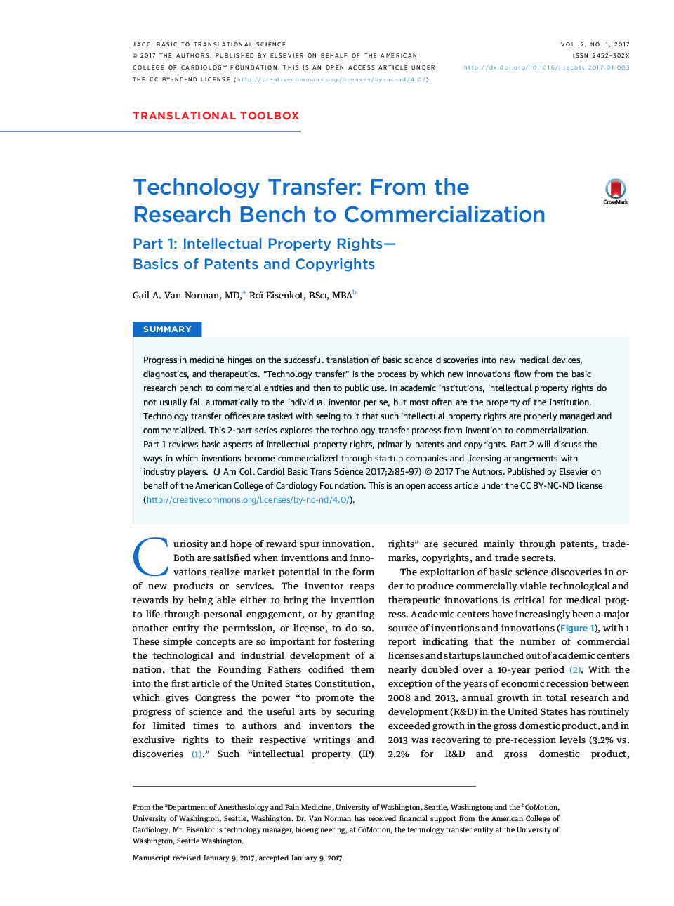 Technology Transfer: From the ResearchÂ Bench to Commercialization