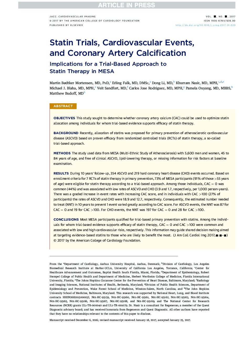 Statin Trials, Cardiovascular Events, andÂ Coronary Artery Calcification