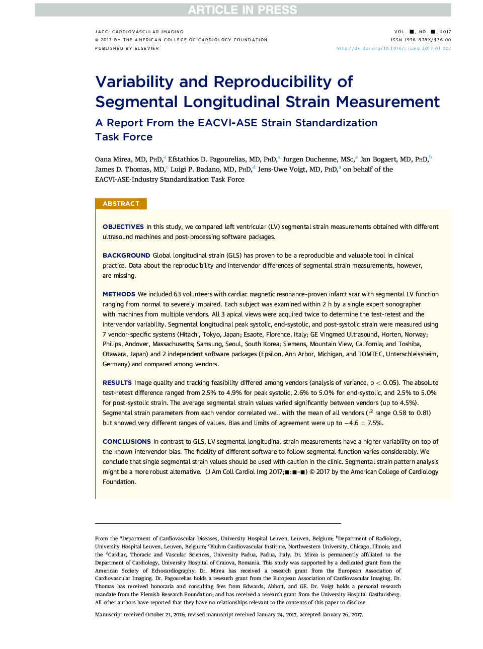 Variability and Reproducibility of SegmentalÂ Longitudinal Strain Measurement