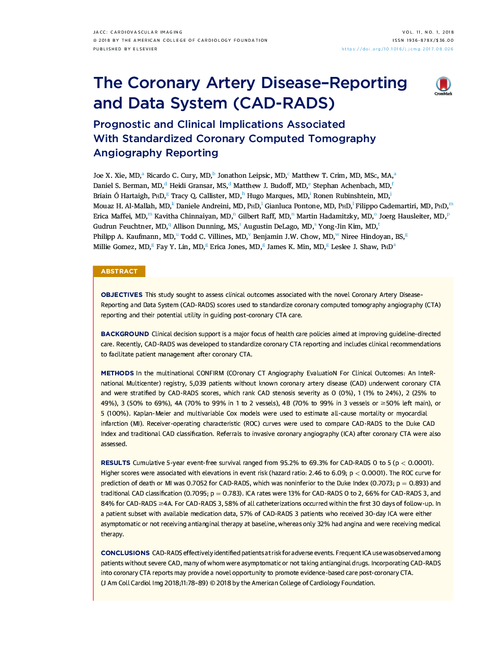 The Coronary Artery Disease-Reporting and Data System (CAD-RADS)