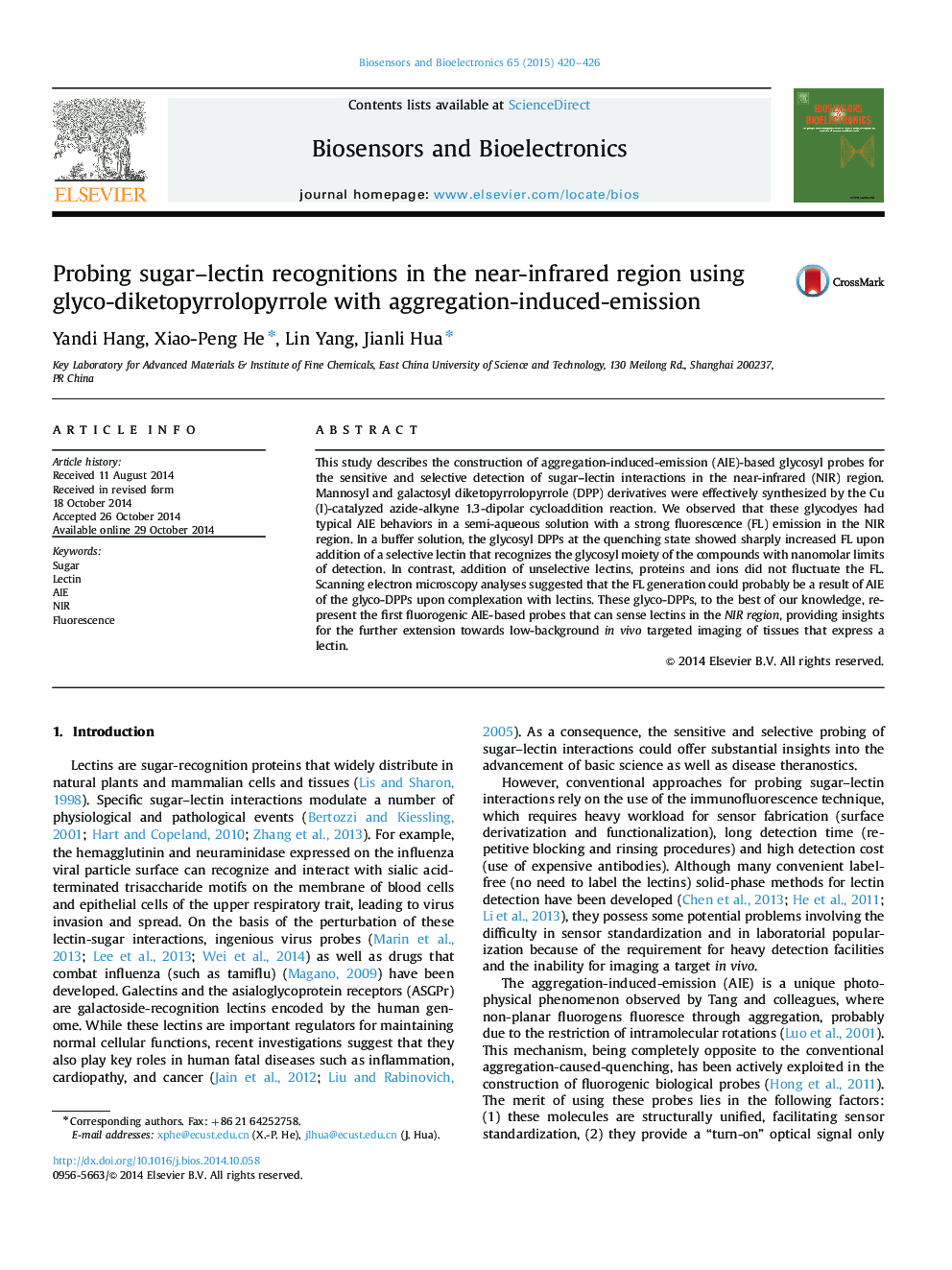 Probing sugar–lectin recognitions in the near-infrared region using glyco-diketopyrrolopyrrole with aggregation-induced-emission