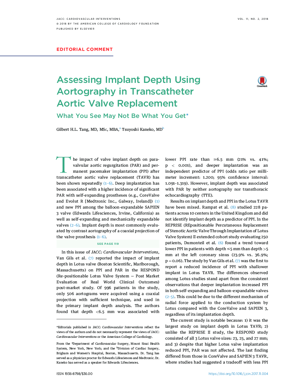 Assessing Implant Depth Using Aortography in Transcatheter Aortic Valve Replacement