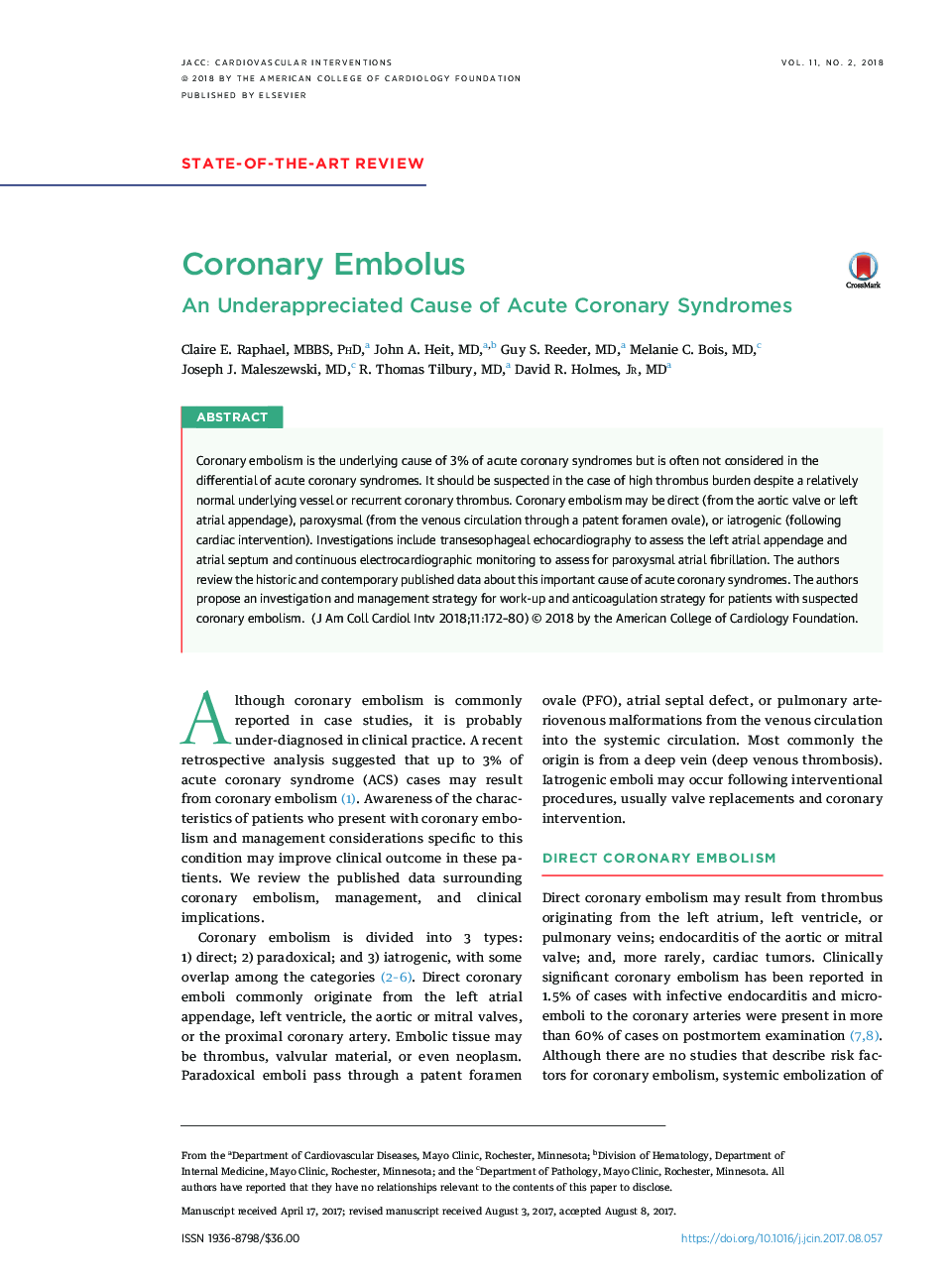 Coronary Embolus
