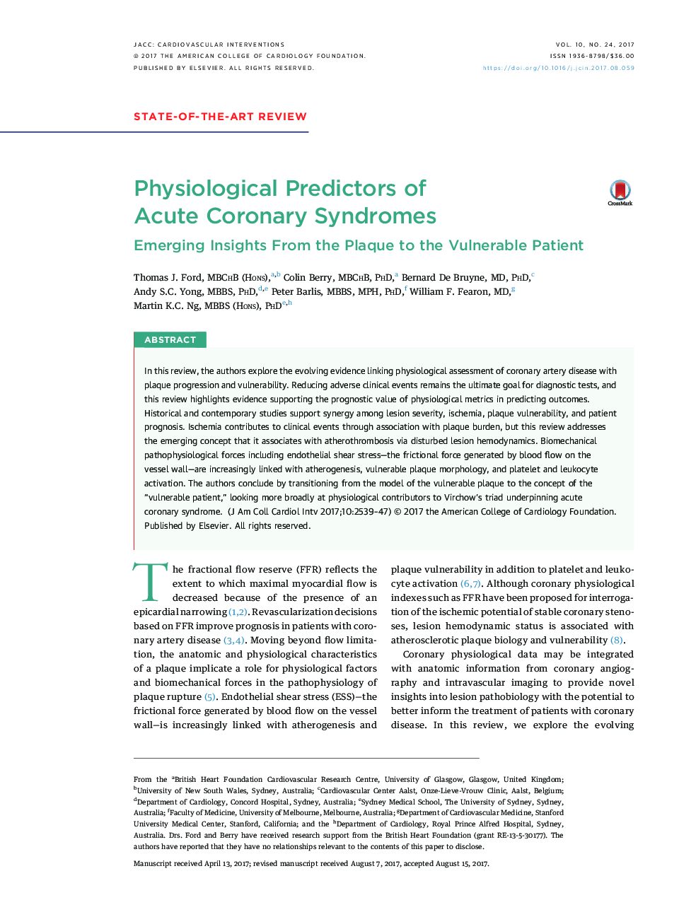 Physiological Predictors of AcuteÂ CoronaryÂ Syndromes