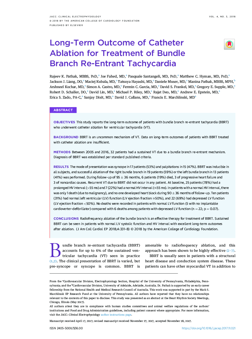 Long-Term Outcome of Catheter AblationÂ for Treatment of Bundle BranchÂ Re-EntrantÂ Tachycardia