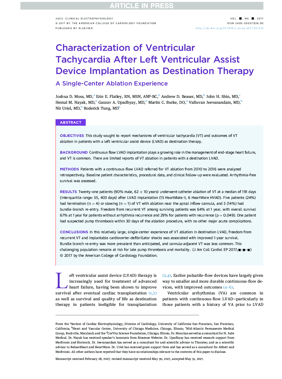 Characterization of Ventricular Tachycardia After Left Ventricular Assist Device Implantation as DestinationÂ Therapy