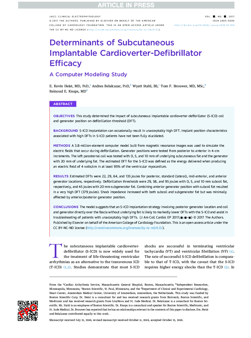 Determinants of Subcutaneous ImplantableÂ Cardioverter-Defibrillator Efficacy