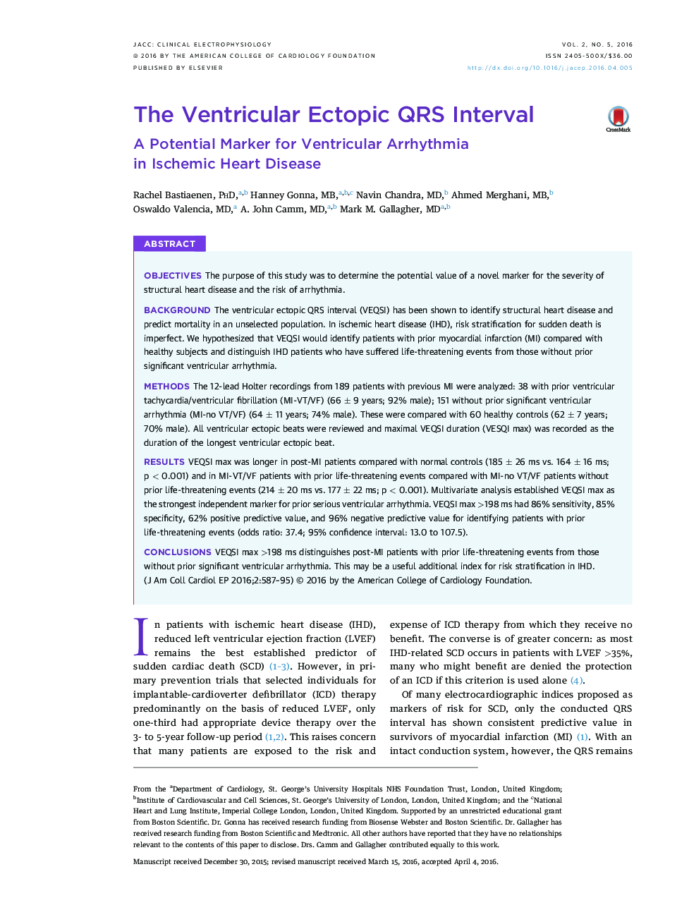 The Ventricular Ectopic QRS Interval