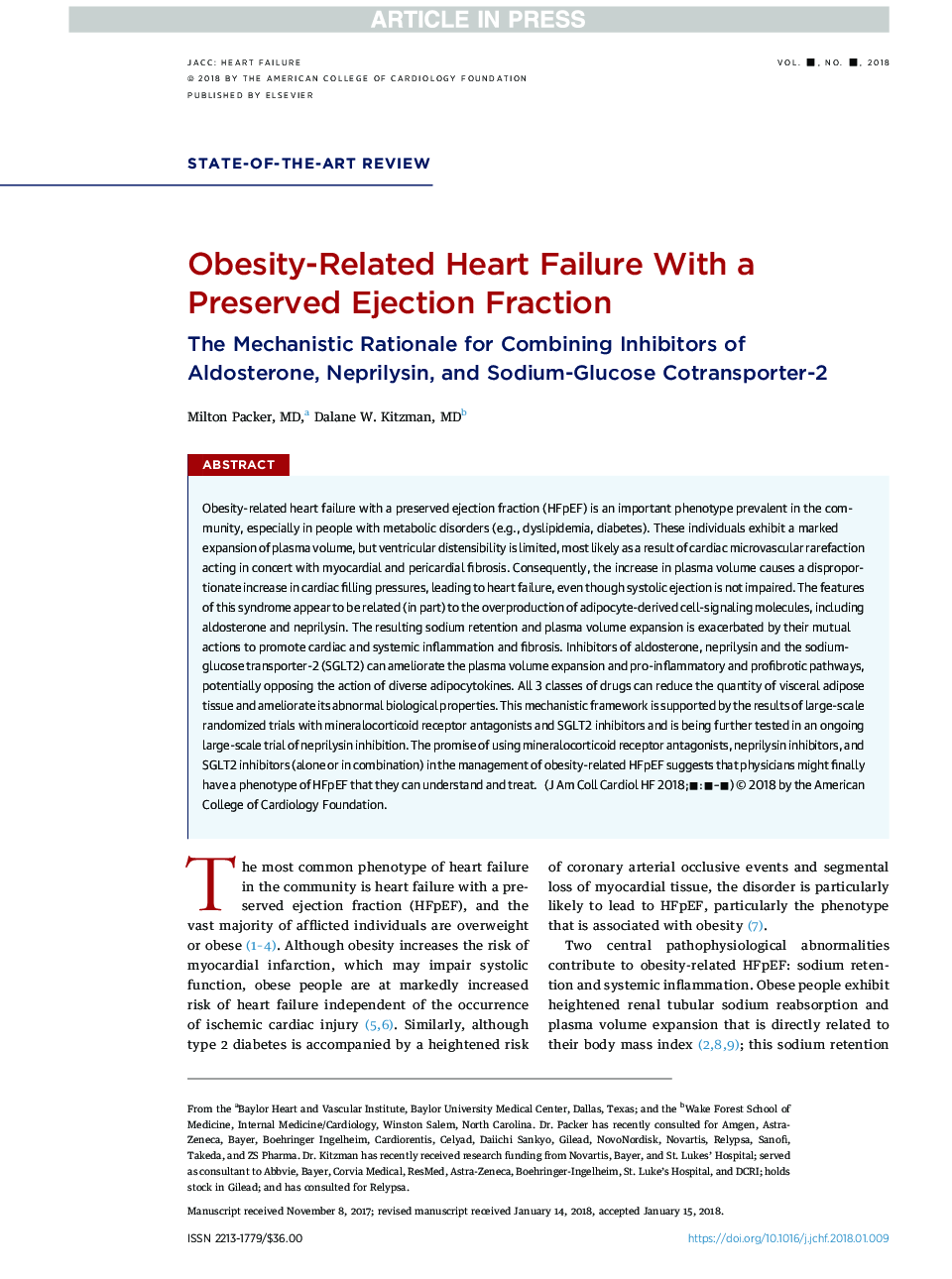 Obesity-Related Heart Failure With a Preserved Ejection Fraction