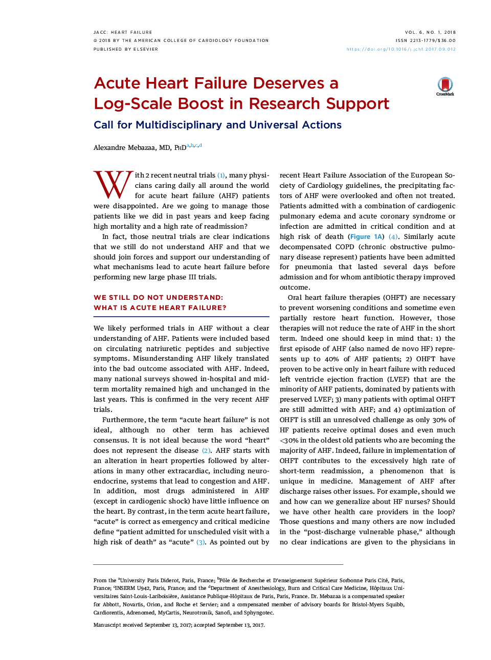 Acute Heart Failure Deserves a Log-ScaleÂ Boost in Research Support