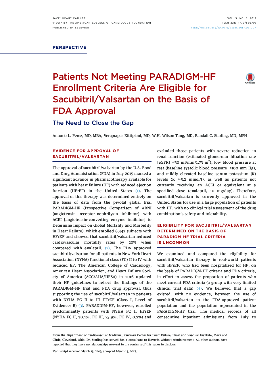 Patients Not Meeting PARADIGM-HF Enrollment Criteria Are Eligible for Sacubitril/Valsartan on the Basis of FDAÂ Approval