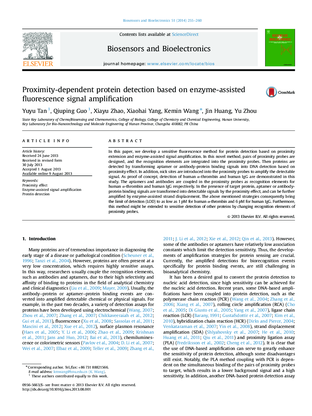 Proximity-dependent protein detection based on enzyme-assisted fluorescence signal amplification