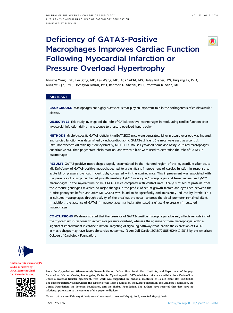 Deficiency of GATA3-Positive Macrophages Improves Cardiac Function Following MyocardialÂ Infarction or Pressure Overload Hypertrophy