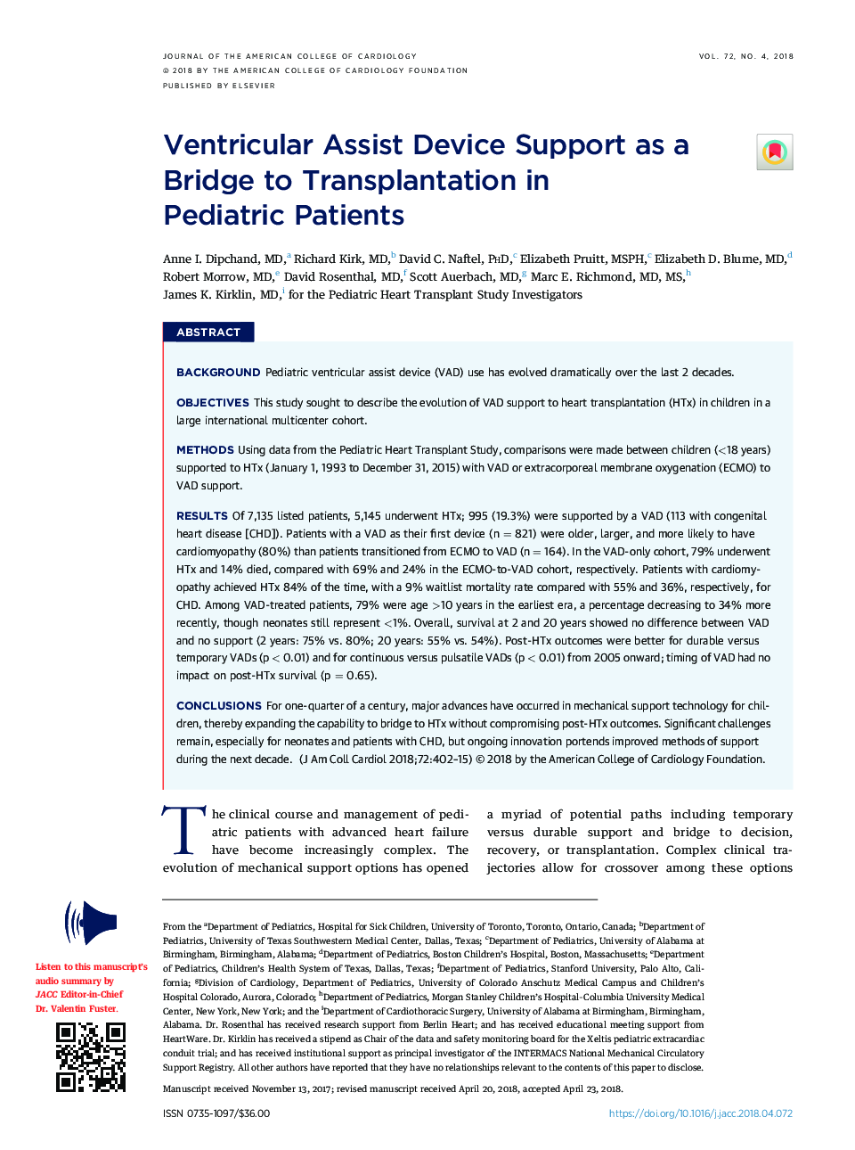 Ventricular Assist Device Support as a BridgeÂ to Transplantation in PediatricÂ Patients