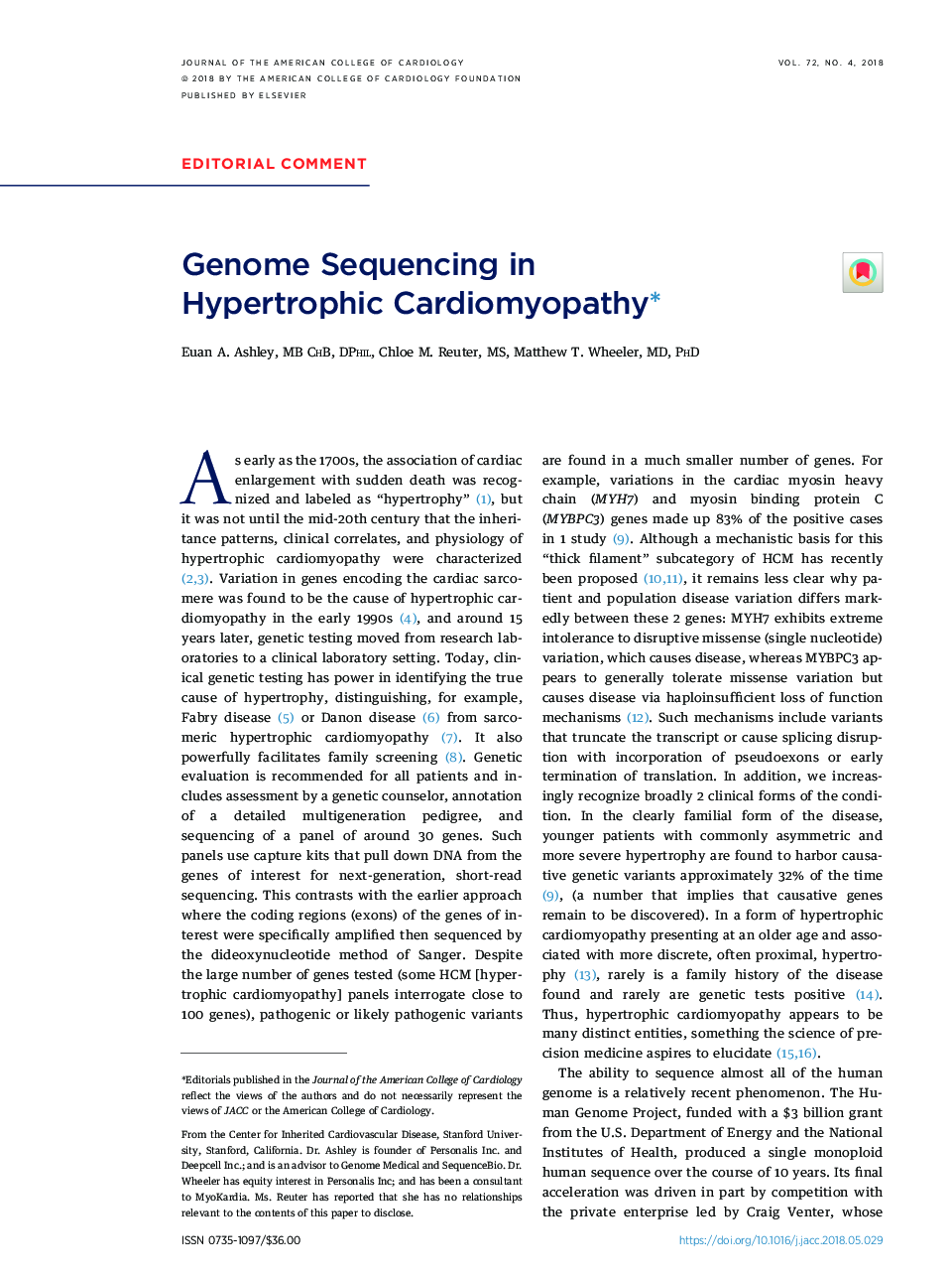 Genome Sequencing in HypertrophicÂ Cardiomyopathyâ