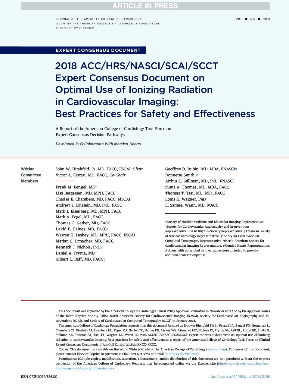 2018 ACC/HRS/NASCI/SCAI/SCCT Expert Consensus Document on Optimal Use of Ionizing Radiation inÂ Cardiovascular Imaging: BestÂ Practices for Safety and Effectiveness