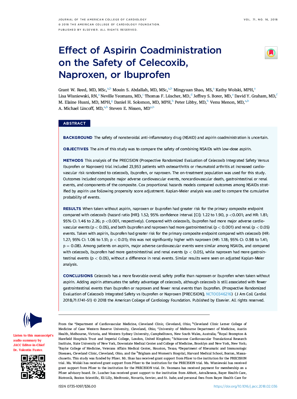 Effect of Aspirin Coadministration on the Safety of Celecoxib, Naproxen,Â orÂ Ibuprofen