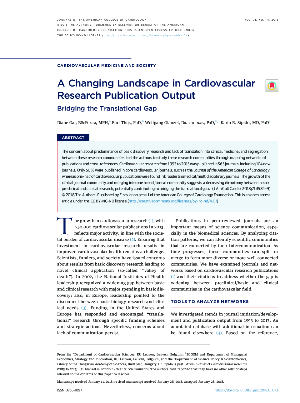 A Changing Landscape in Cardiovascular Research Publication Output