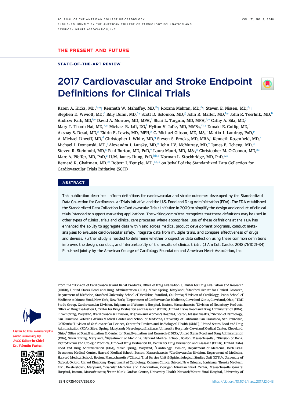 2017 تعاریف پایایی قلبی عروقی و سکته مغزی برای آزمایشات بالینی 