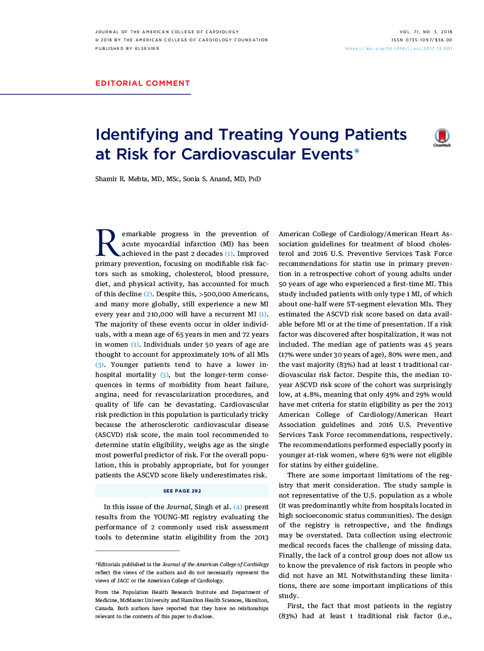 تشخیص و درمان بیماران جوان در معرض خطر بیماری‌های قلبی – عروقی