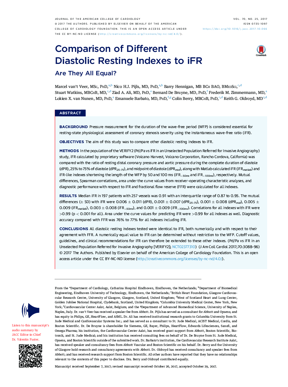 Comparison of Different Diastolic RestingÂ Indexes to iFR