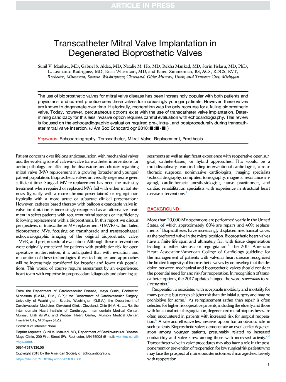 Transcatheter Mitral Valve Implantation in Degenerated Bioprosthetic Valves