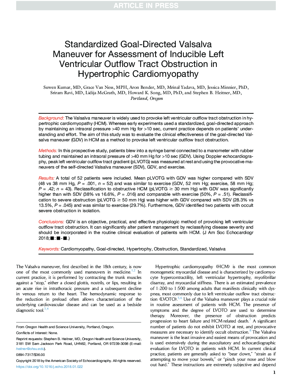 Standardized Goal-Directed Valsalva Maneuver for Assessment of Inducible Left Ventricular Outflow Tract Obstruction in Hypertrophic Cardiomyopathy