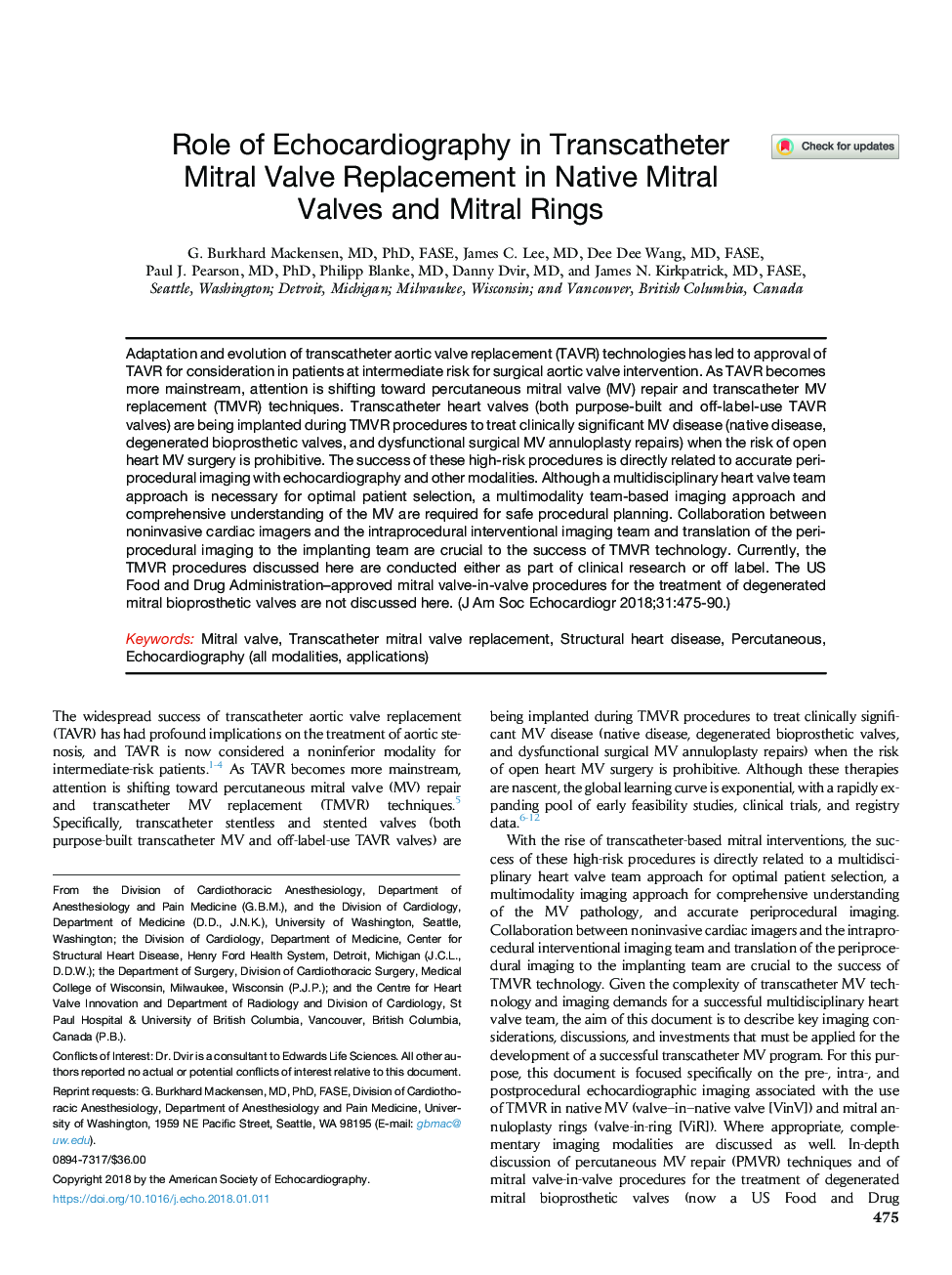 Role of Echocardiography in Transcatheter Mitral Valve Replacement in Native Mitral Valves and Mitral Rings