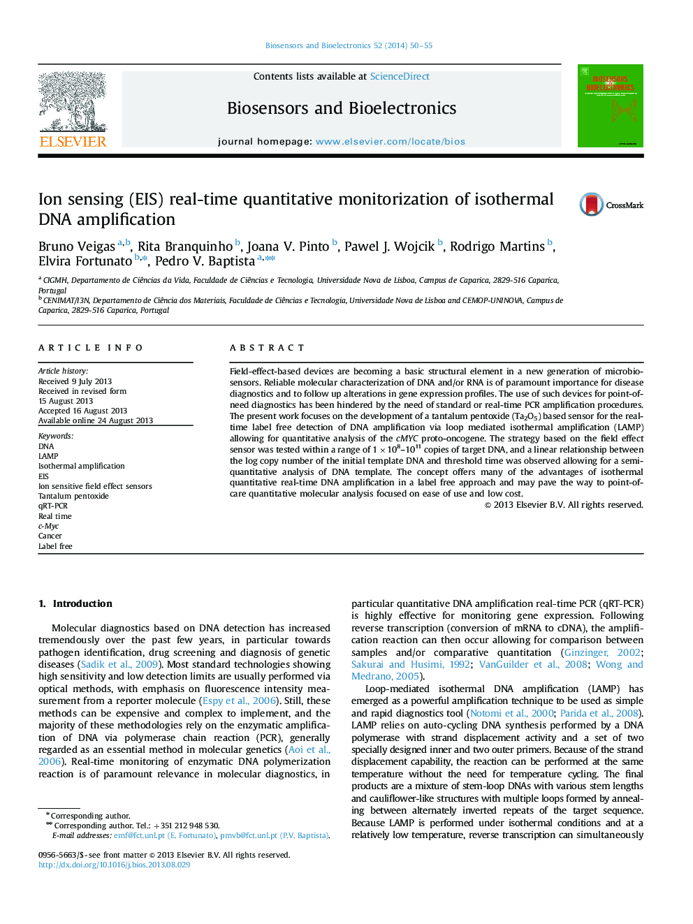 Ion sensing (EIS) real-time quantitative monitorization of isothermal DNA amplification