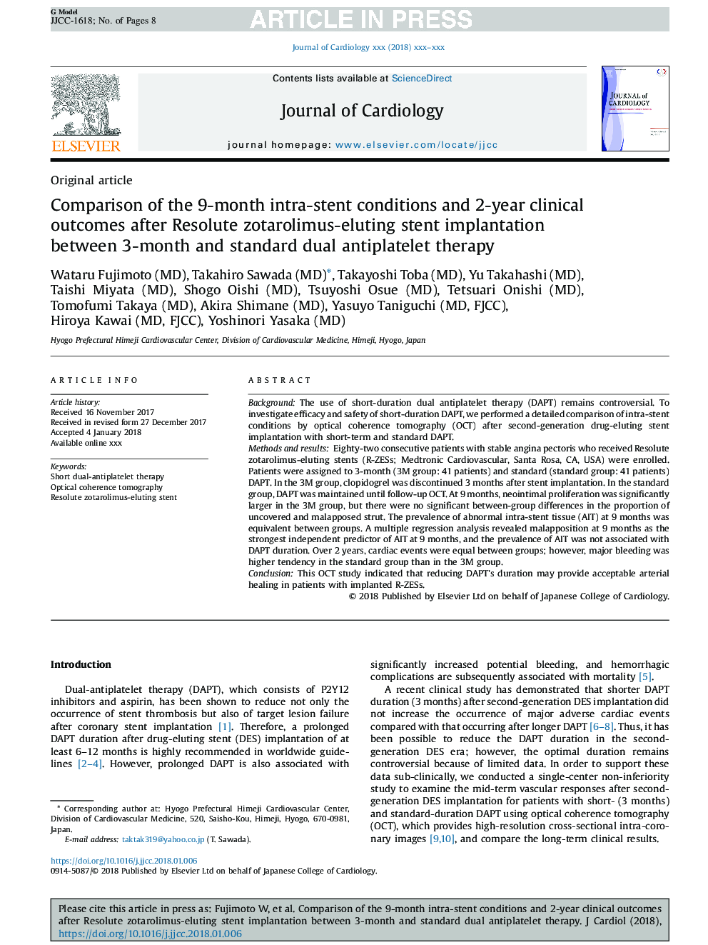 Comparison of the 9-month intra-stent conditions and 2-year clinical outcomes after Resolute zotarolimus-eluting stent implantation between 3-month and standard dual antiplatelet therapy