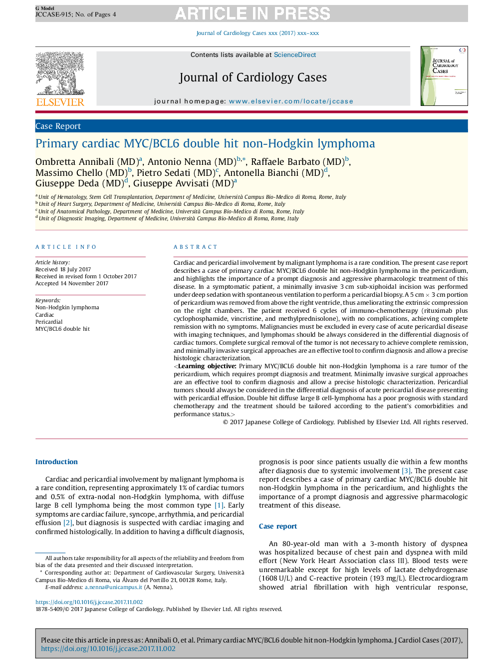 Primary cardiac MYC/BCL6 double hit non-Hodgkin lymphoma