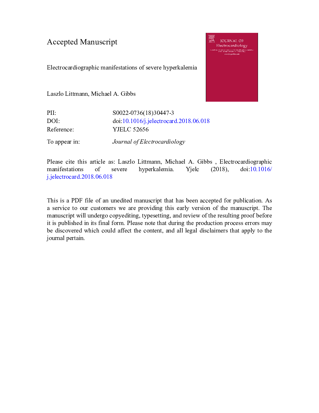 Electrocardiographic manifestations of severe hyperkalemia