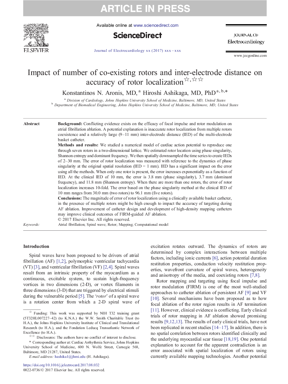 Impact of number of co-existing rotors and inter-electrode distance on accuracy of rotor localization