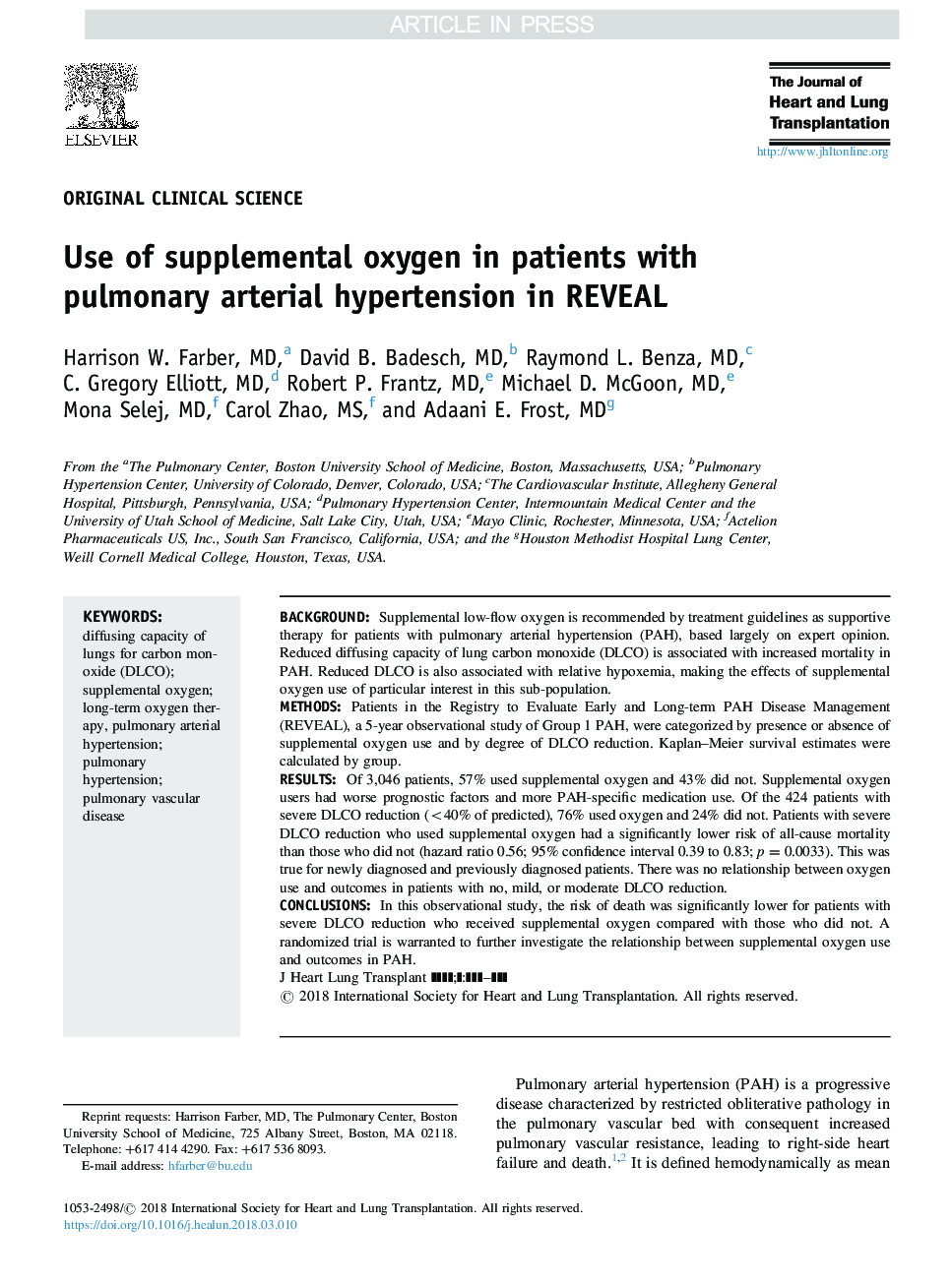 Use of supplemental oxygen in patients with pulmonary arterial hypertension in REVEAL