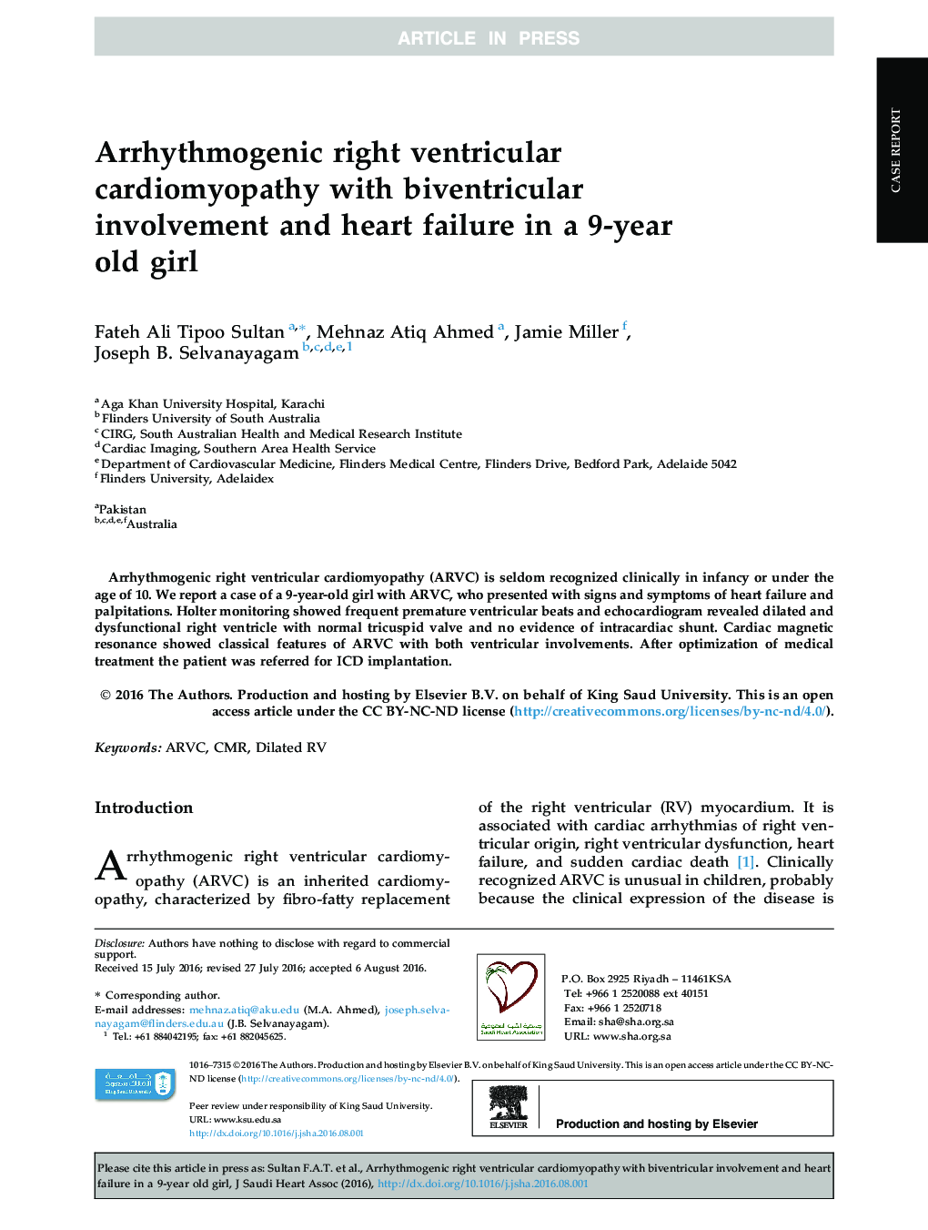 Arrhythmogenic right ventricular cardiomyopathy with biventricular involvement and heart failure in a 9-year old girl