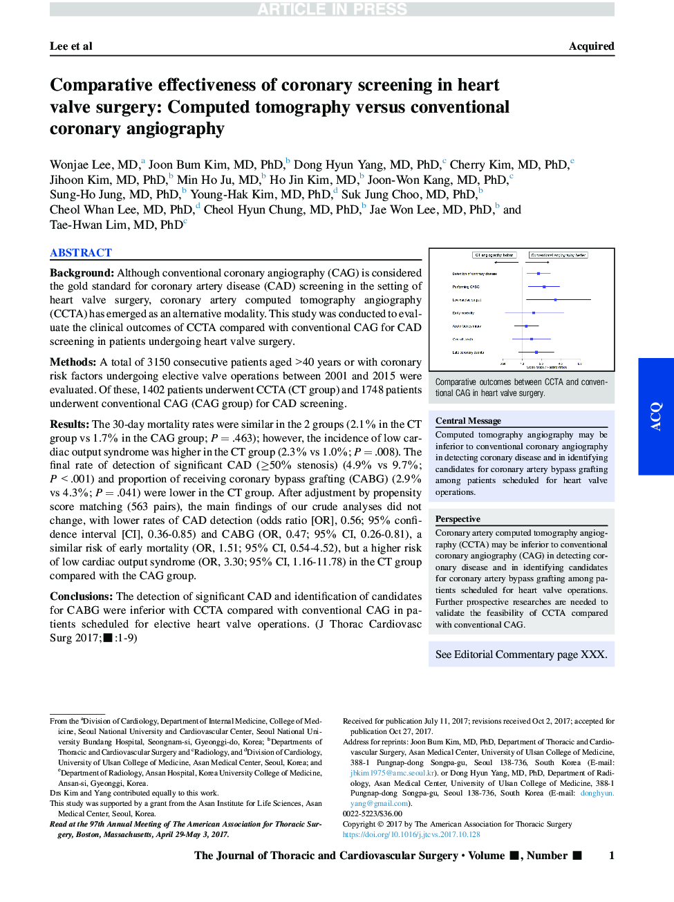 Comparative effectiveness of coronary screening in heart valve surgery: Computed tomography versus conventional coronary angiography