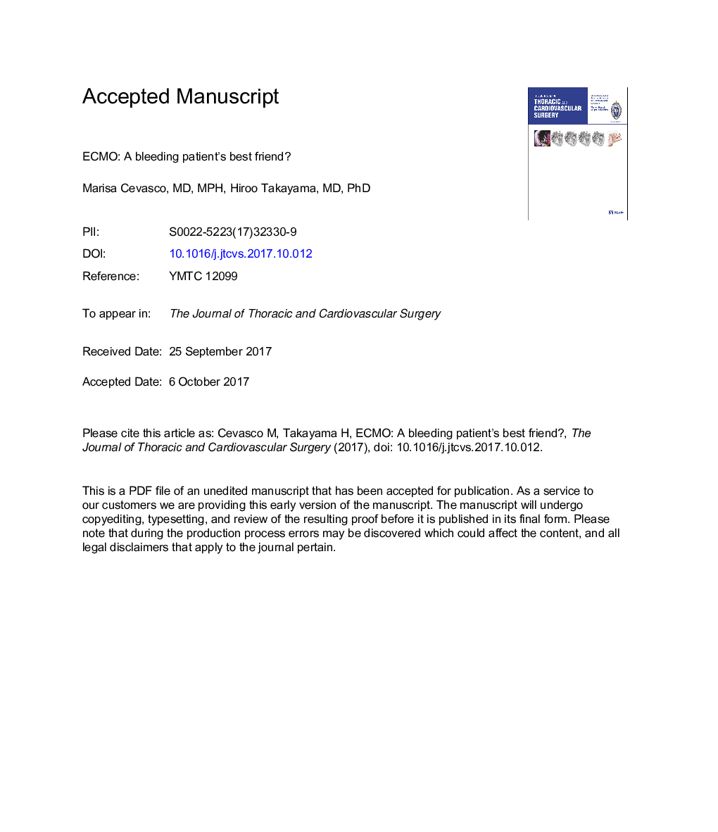 Extracorporeal membrane oxygenation: A bleeding patient's best friend?