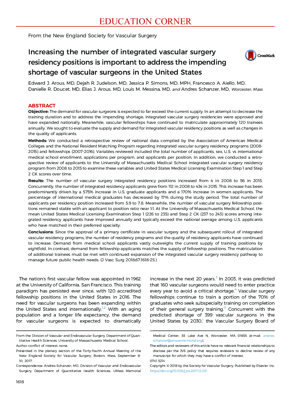 Increasing the number of integrated vascular surgery residency positions is important to address the impending shortage of vascular surgeons in the United States