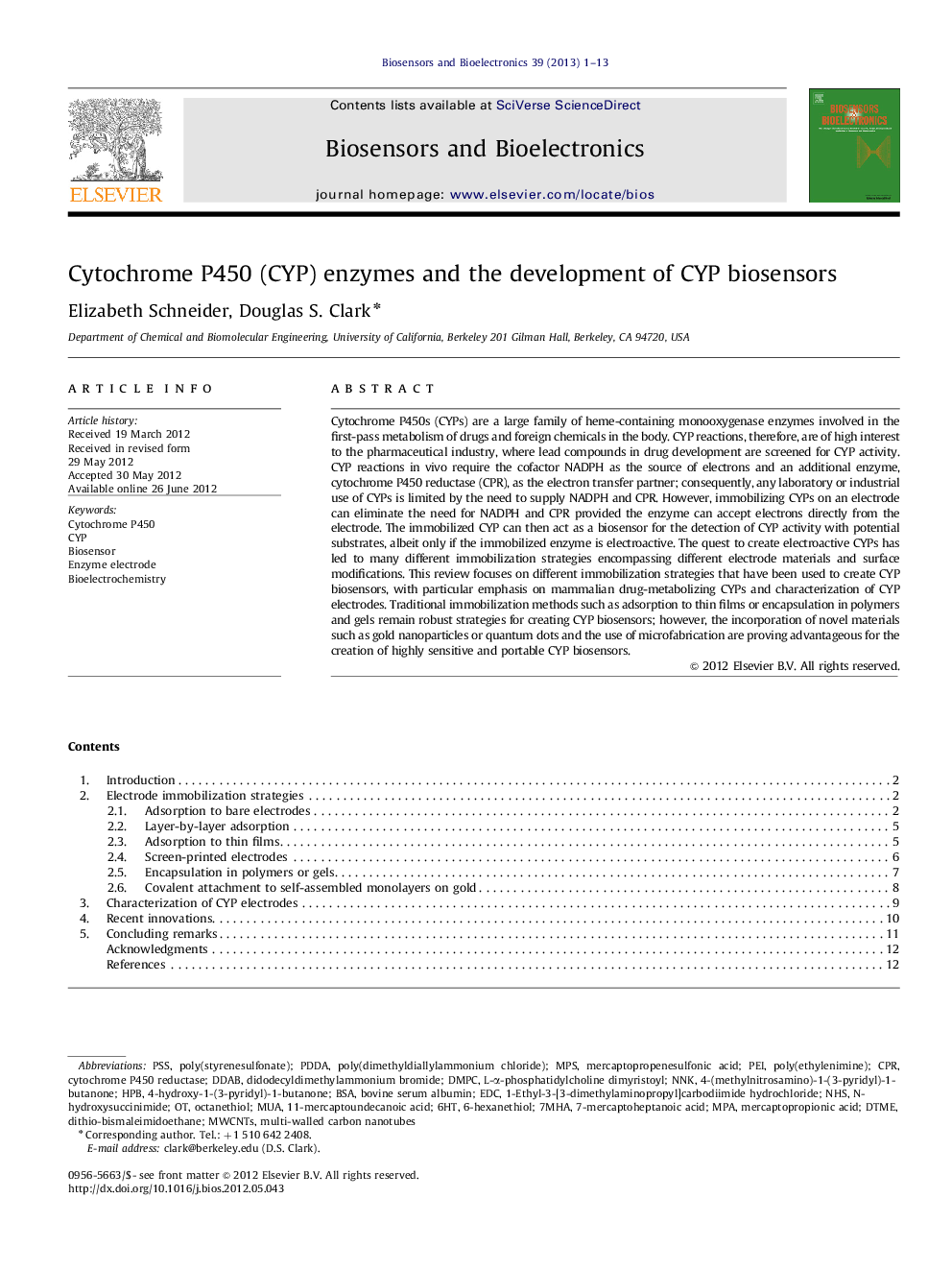 Cytochrome P450 (CYP) enzymes and the development of CYP biosensors