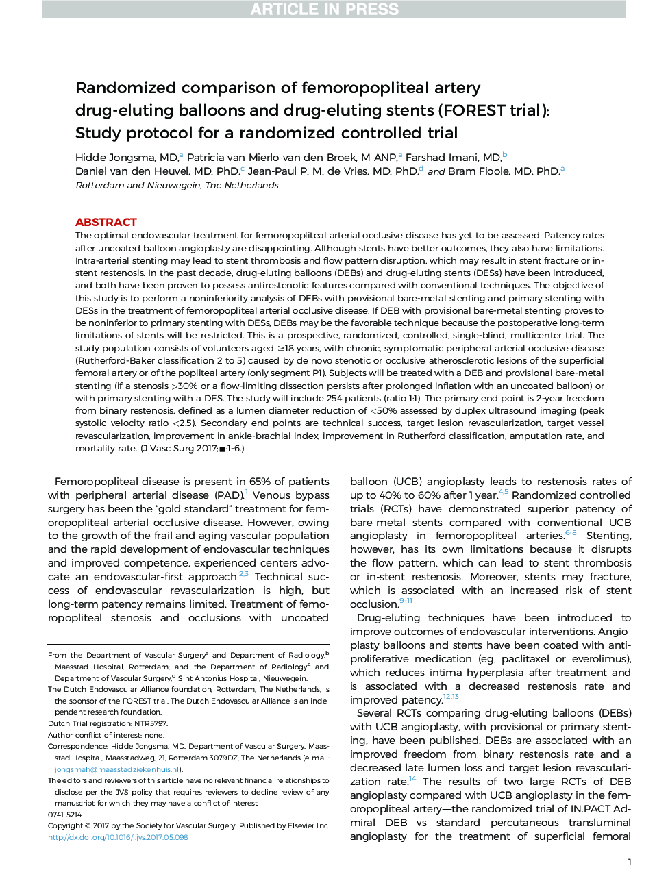 مقایسه تصادفی از بالون های ضد انعقاد شونده فموروپلاستی و استنت های درمان دارویی (آزمایش جنگل): پروتکل مطالعه برای یک کارآزمایی کنترل شده تصادفی 