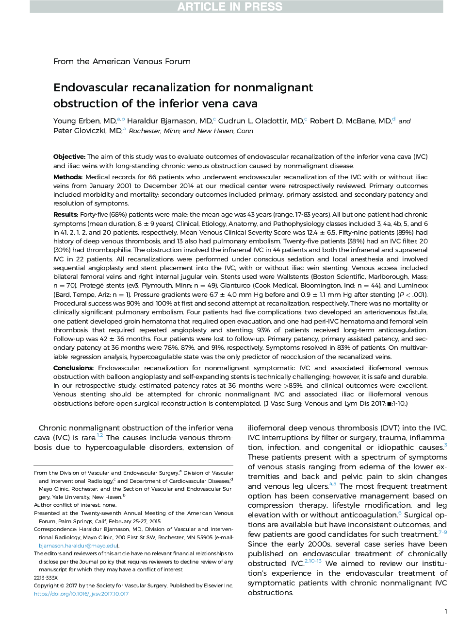 عکس صفحه اول مقاله: Endovascular recanalization for nonmalignant obstruction of the inferior vena cava Endovascular recanalization for nonmalignant obstruction of the inferior vena cava