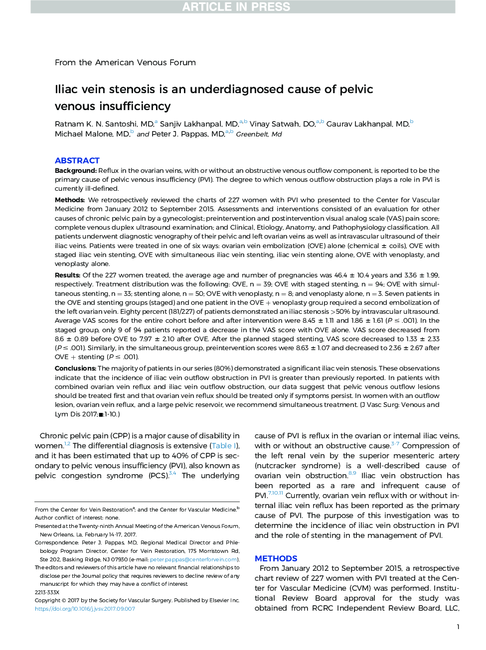 Iliac vein stenosis is an underdiagnosed cause of pelvic venous insufficiency