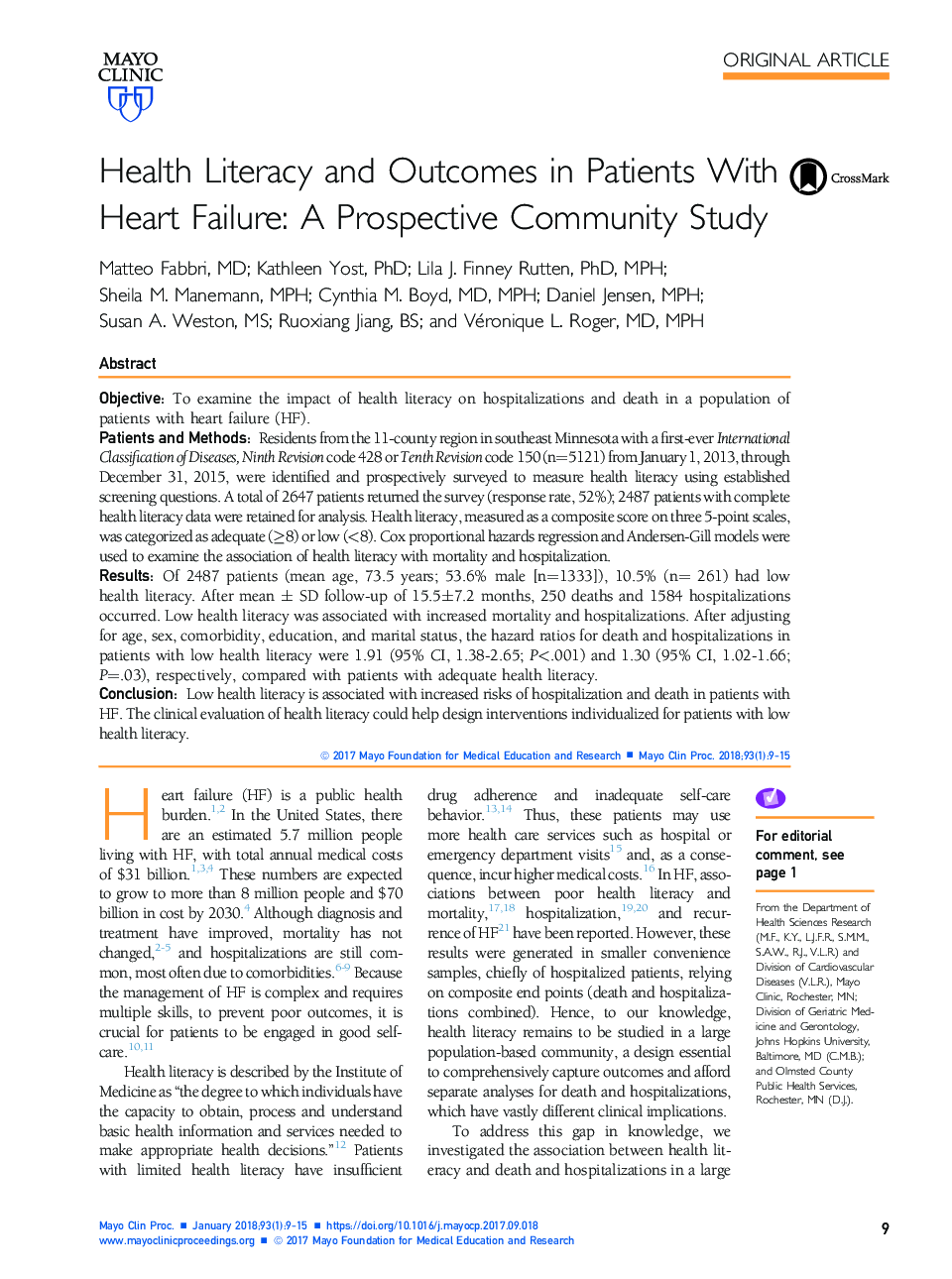سواد بهداشتی و نتایج در بیماران مبتلا به نارسایی قلب: مطالعات جامعه مورد مطالعه 