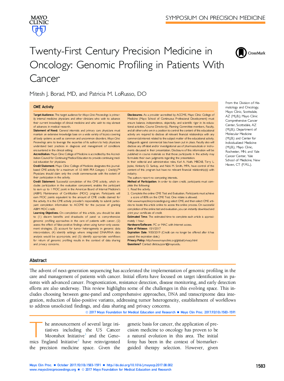 پزشکی دقیق قرن بیست و یکم در انکولوژی: پروفایل ژنومی در بیماران مبتلا به سرطان 