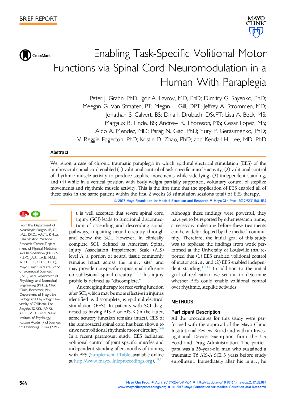 Enabling Task-Specific Volitional Motor Functions via Spinal Cord Neuromodulation in a Human With Paraplegia