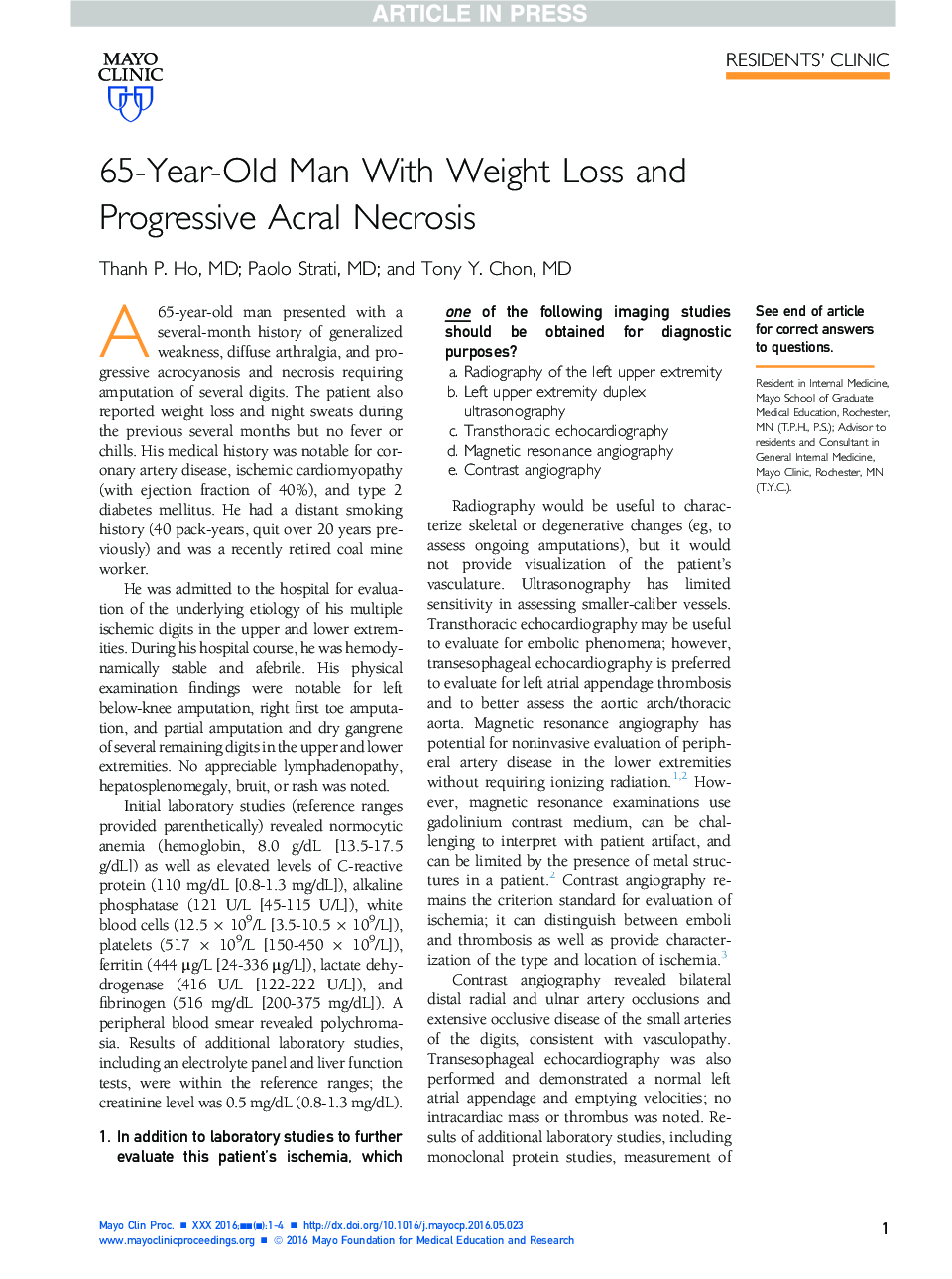 65-Year-Old Man With Weight Loss and Progressive Acral Necrosis