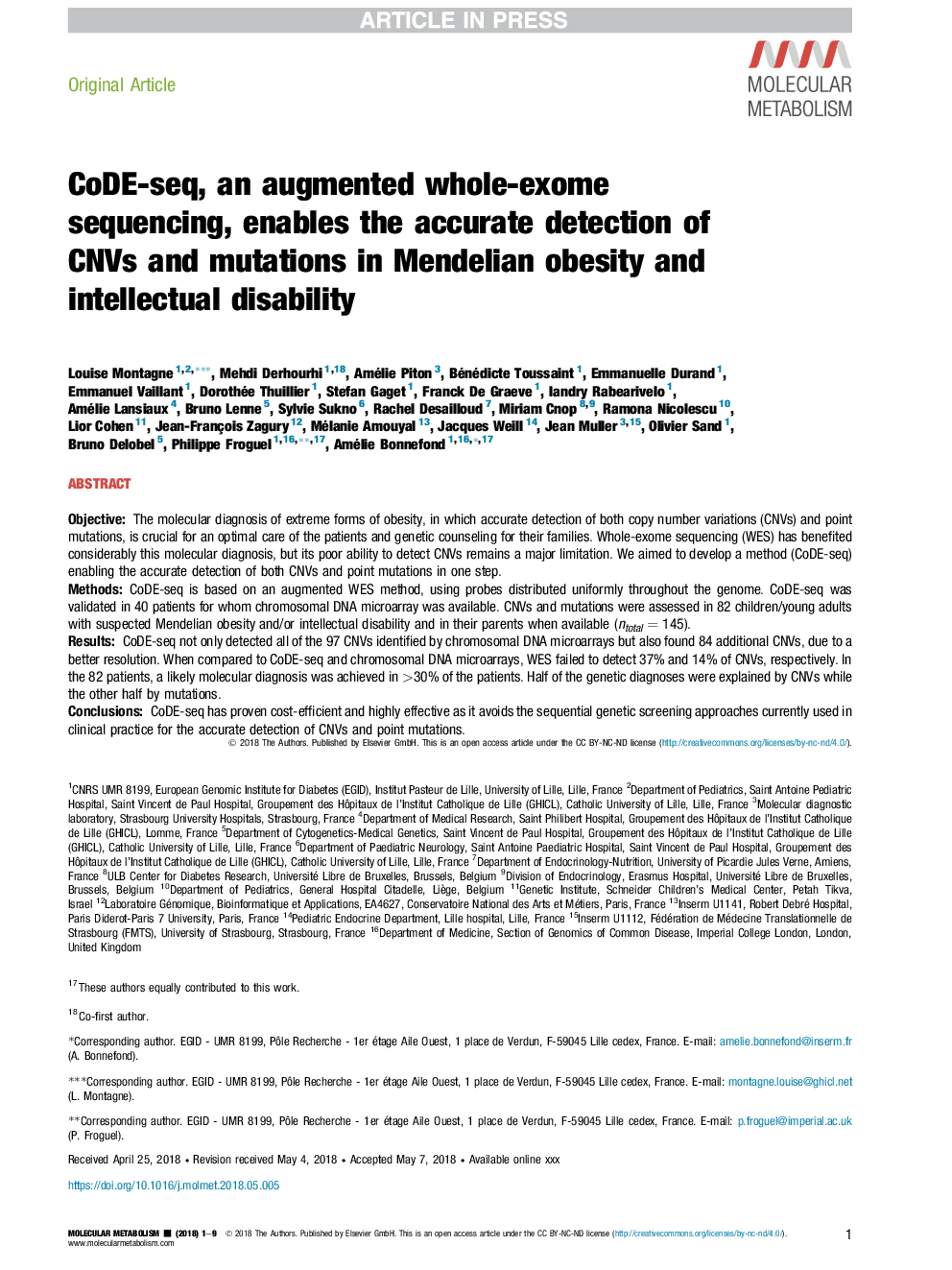 CoDE-seq, an augmented whole-exome sequencing, enables the accurate detection of CNVs and mutations in Mendelian obesity and intellectual disability