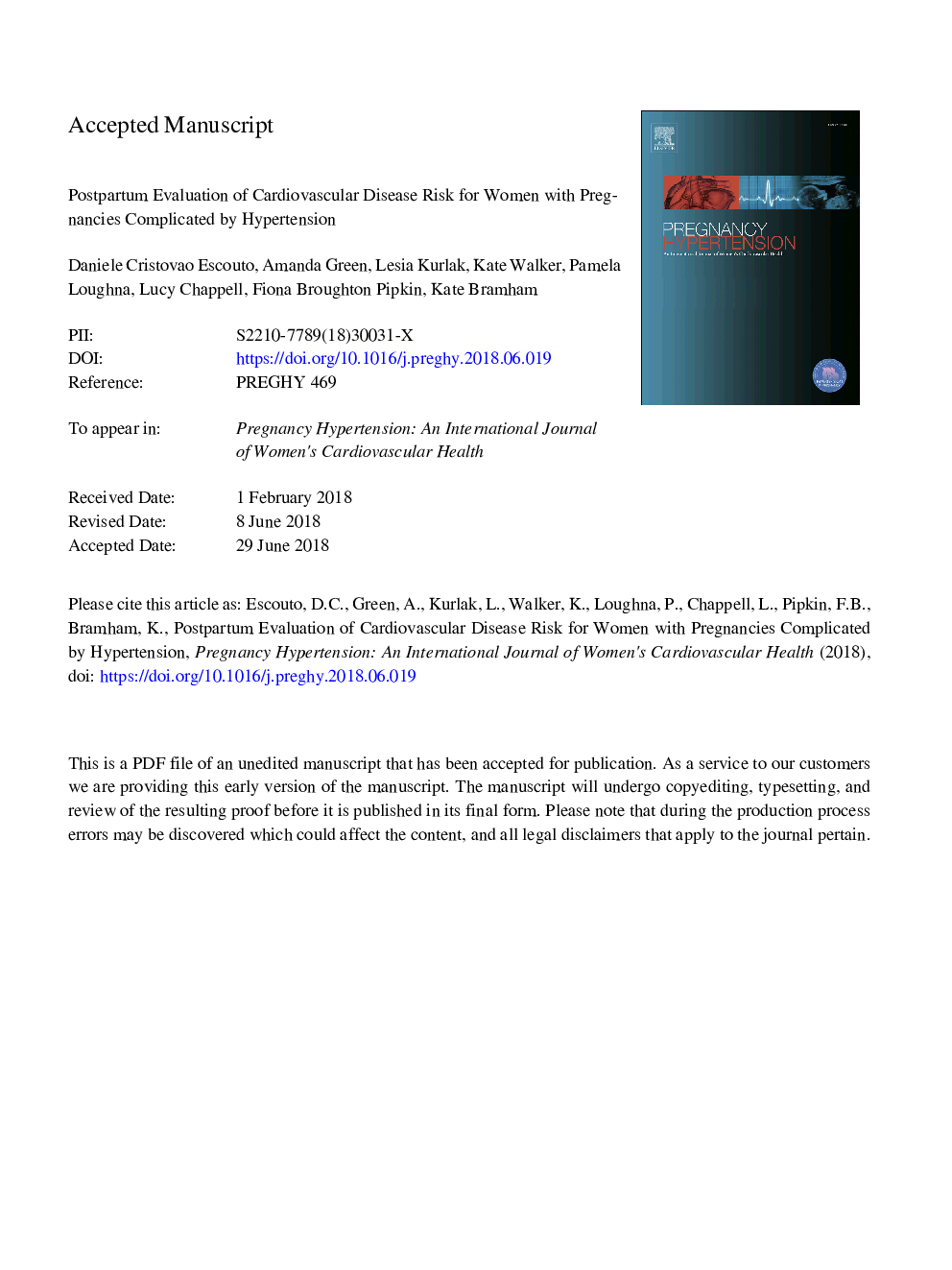 Postpartum evaluation of cardiovascular disease risk for women with pregnancies complicated by hypertension