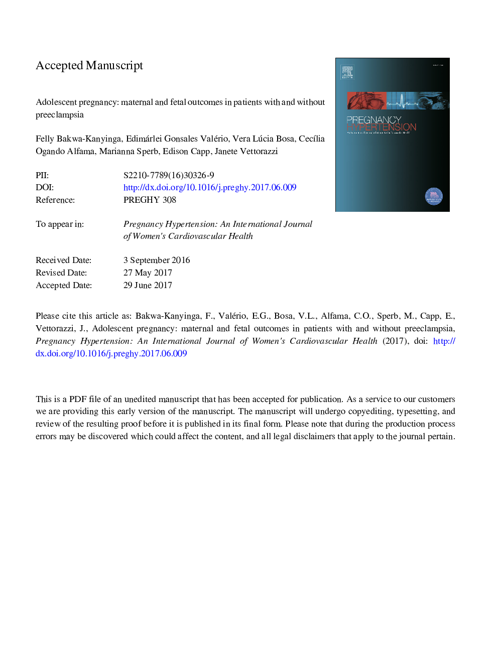 Adolescent pregnancy: Maternal and fetal outcomes in patients with and without preeclampsia